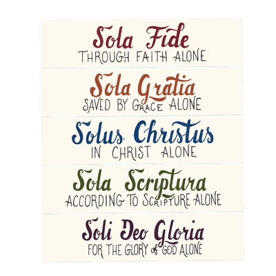 Five Solas Hand Lettered Bookmark Set